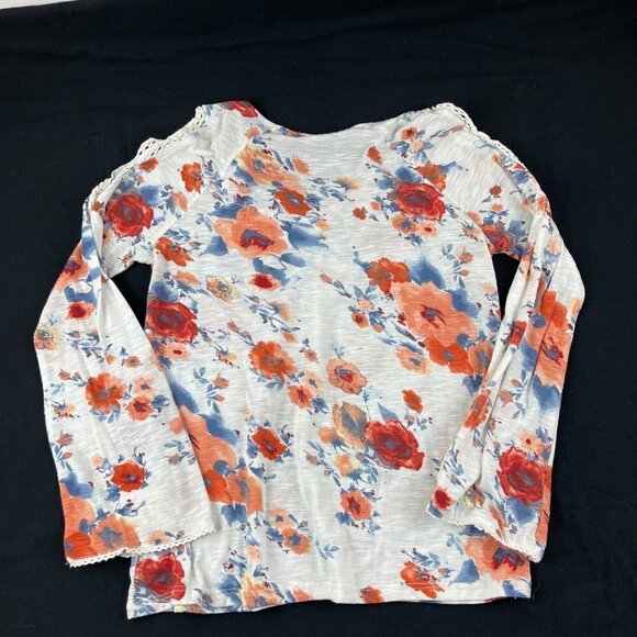 Verve Ami Blouse Womens Medium White Floral Vneck Long Sleeve Open Shoulder - Picture 9 of 9
